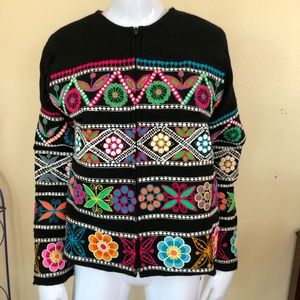 Large Carolina K Wool zip up embroidered jacket